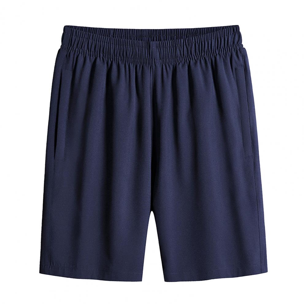 Men Summer Sport Shorts Loose Wide Leg Elastic Waist Deep Crotch Thin Side Pockets Solid Color Men Knee Length Short Pants Baske