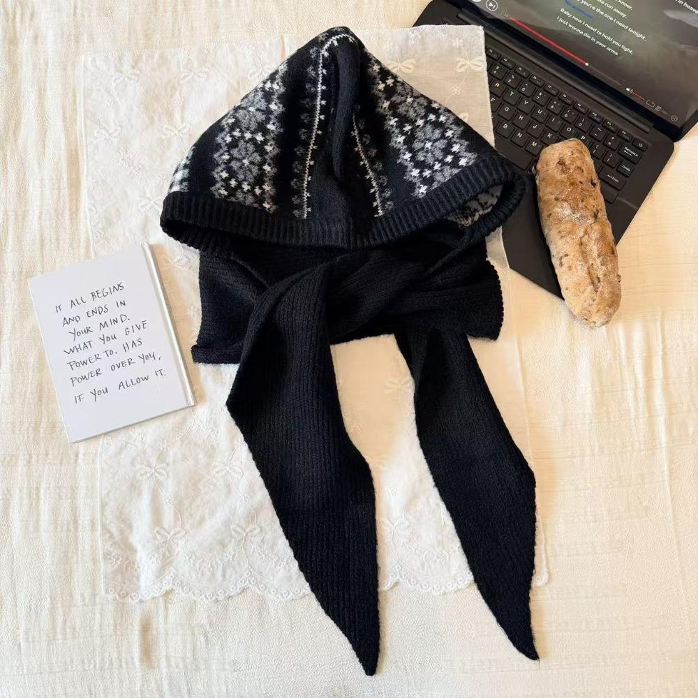 Winter Thickened Integrated Scarf Hat Warm Knitted Cozy Knit Knitted Skullies Beanies Balaclava Headscarf Outdoor Activities