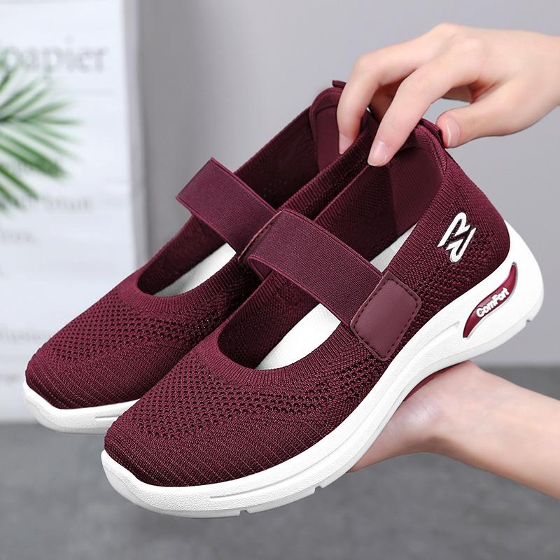 Shoes Women's Casual Shoes Middle-aged and Elderly Mother Shoes Versatile Women's Shoes Soft Sole Not Tired Feet Flying Woven Shoes Breathable Mesh