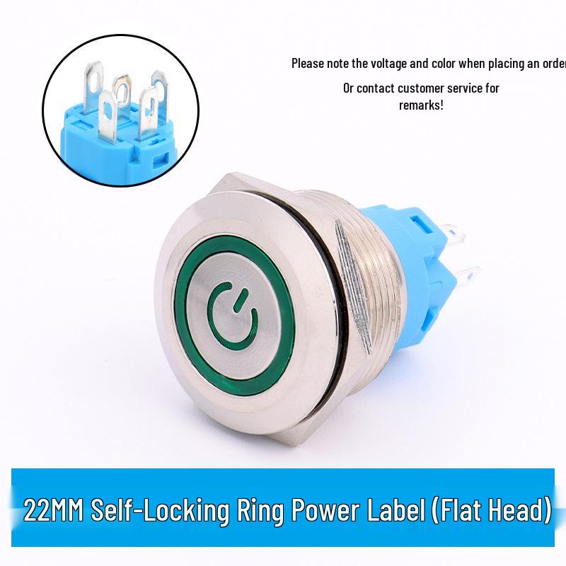 LED Ring Metal Push Button Switch: 12mm, 16mm, 19mm, 22mm - Momentary & Latching Options