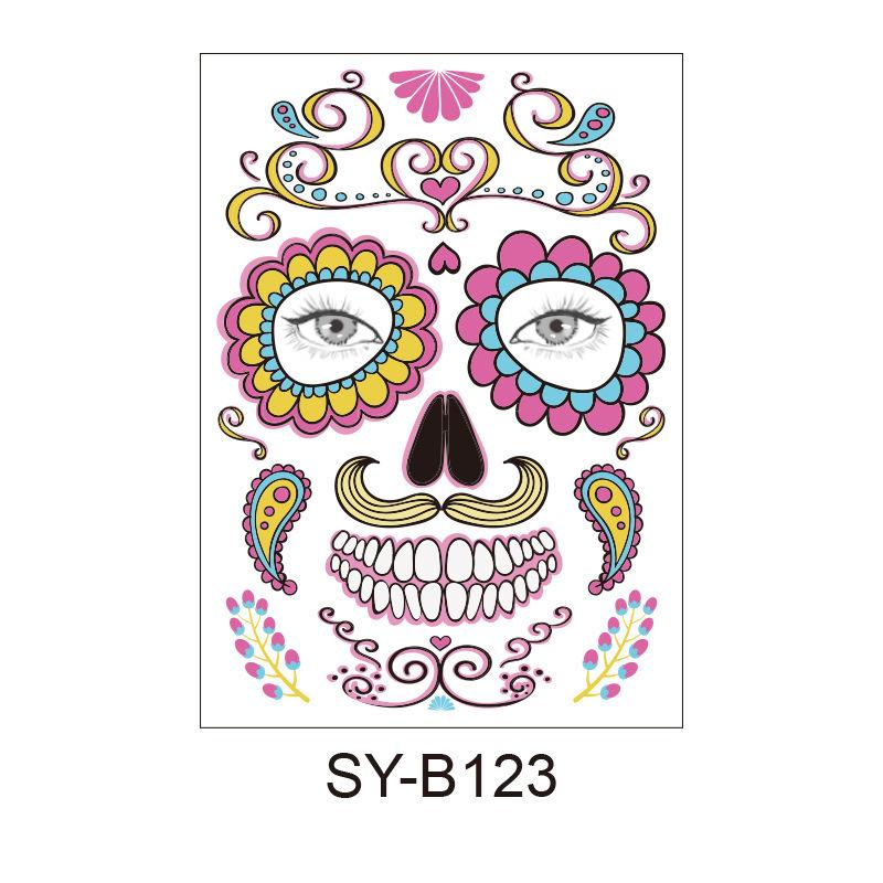 Cross Border Halloween Scene Tattoo Stickers Waterproof Sweat Day Of Dead Makeup Ball Funny Facial