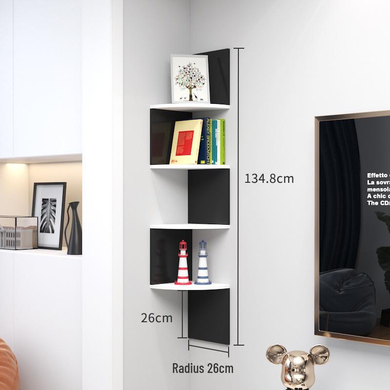 Punch-Free Corner Wall Shelf - Triangular Kitchen Bookshelf & Cabinet