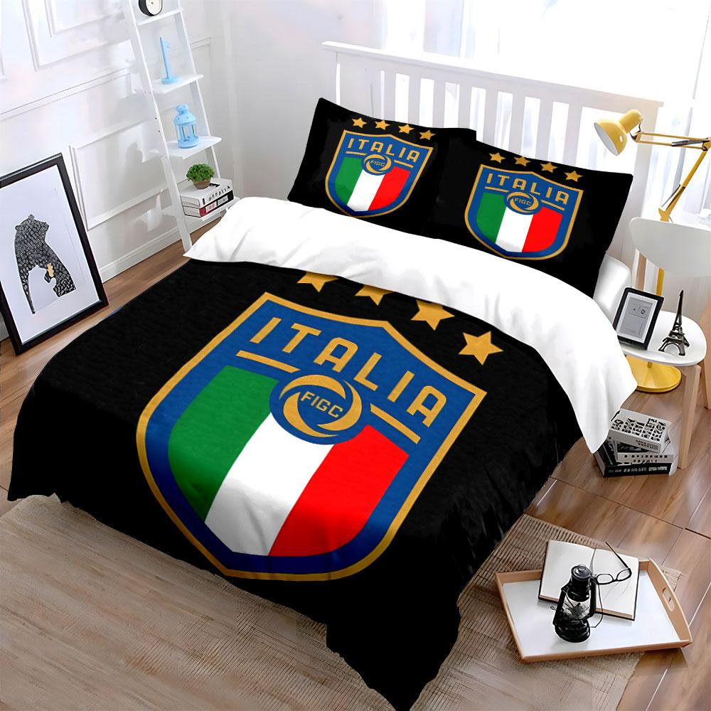 Conception de l'écusson de football de l'Italie. Ensembles de literie Ensembles de housses de couette Housses de couette Taies d'oreiller(1 * Housse de couette 2 * Taies d'oreiller sans couette)