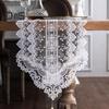 Spets Virkad Bordsflagga Vit Broderi Blommönster Bordslöpare Säsongsbetonad Bondgård Matbordsdekoration