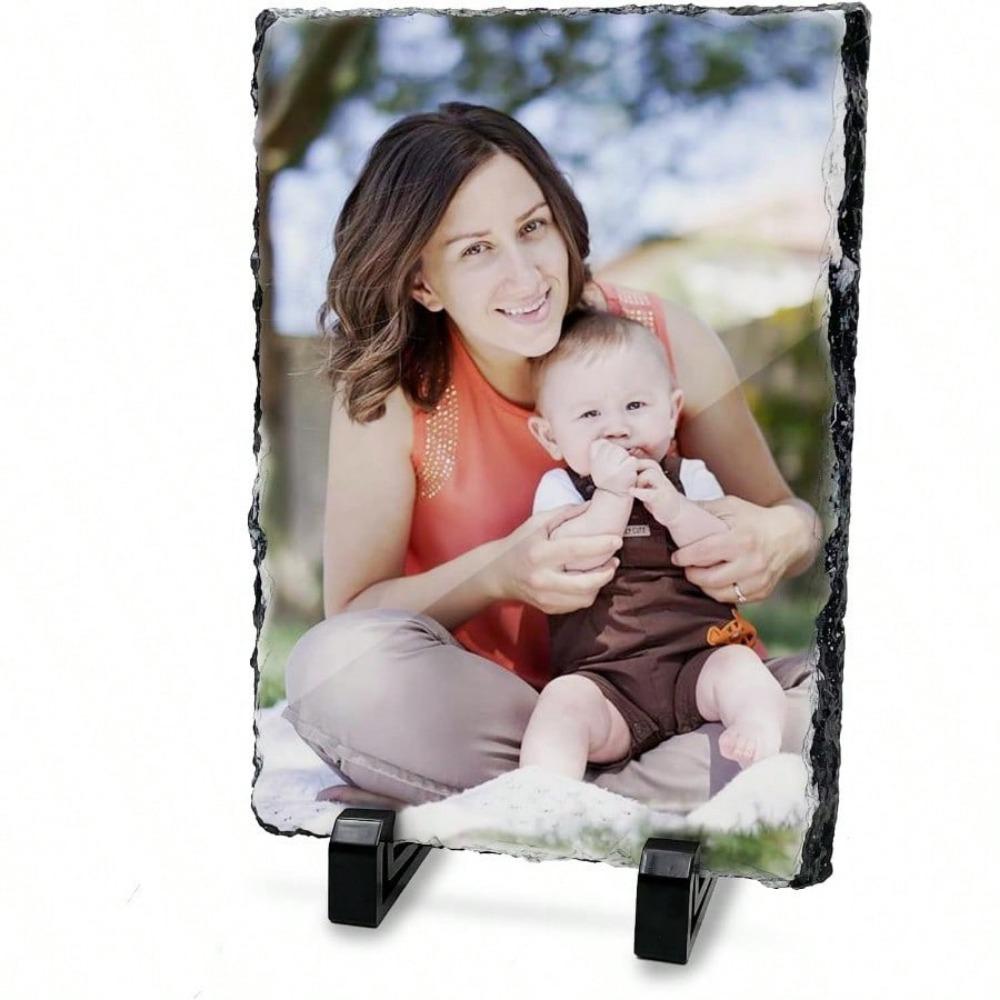 LYHLYA Sublimerings tom skiffersten Anpassad minnesram med displaystativ Sublimerings personlig bildram för värmeöverföringstryck