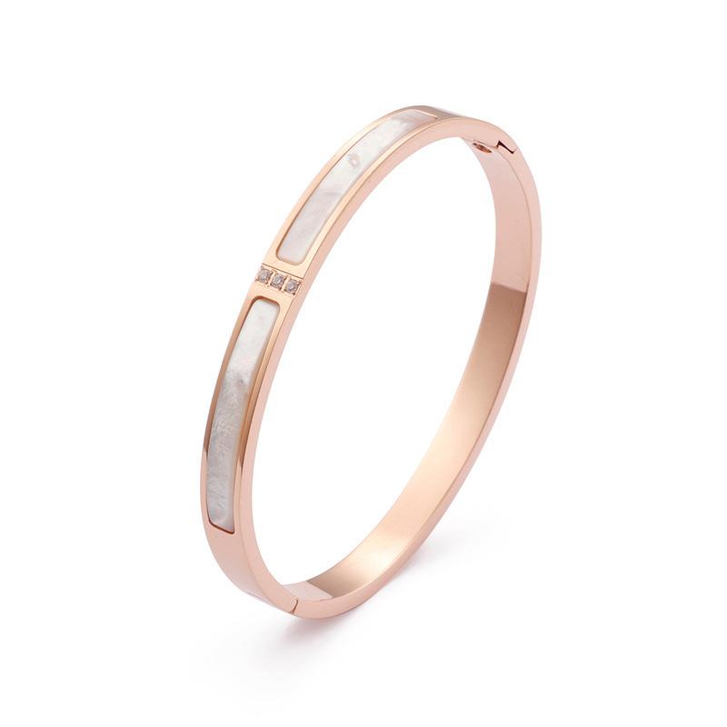 Titanium Steel Bracelet With Diamond Shell Titanium Steel Geometric Round Bracelet Diy Niche Design Jewelry