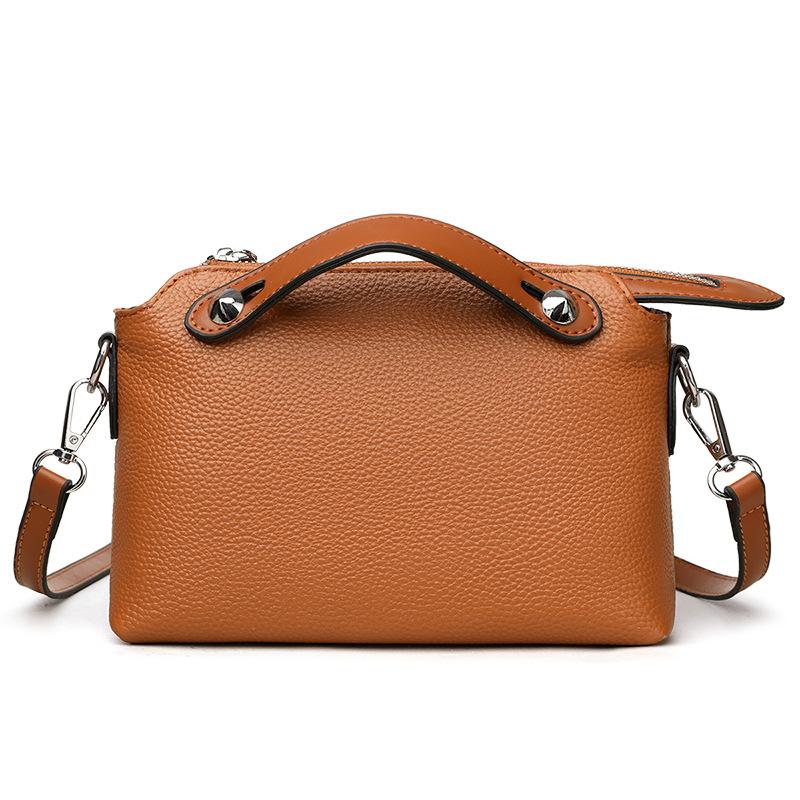 Genuine Leather Handbag, Women's Light Luxury Boston Bag, Shoulder Bag, Elegant Tote Bag, Crossbody Bag