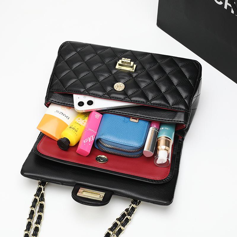 New Xiaoxiangfeng Diamond Grid Chain Bag, High-end Women's Bag, Versatile Leather Shoulder Crossbody Bag