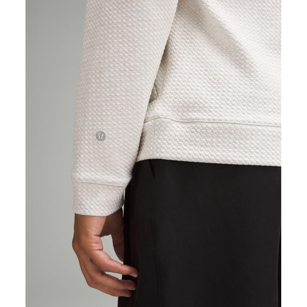 Lululemon Textured Double Knit Cotton Half Zip Heathered Bone Black