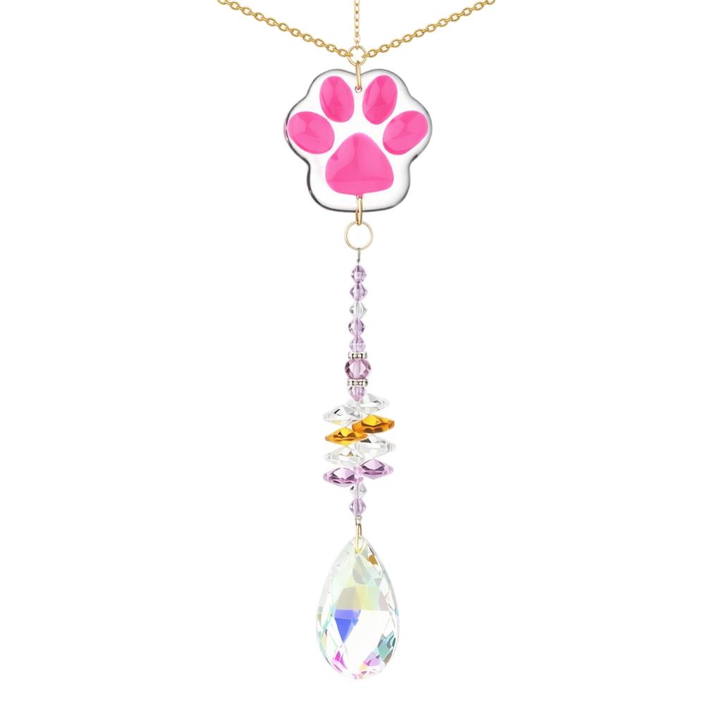 Decorative Paw Shaped Wind Chime Window Hanging Sun Catcher Rainbow Maker for Home Garden Indoor Outdoor Ornament