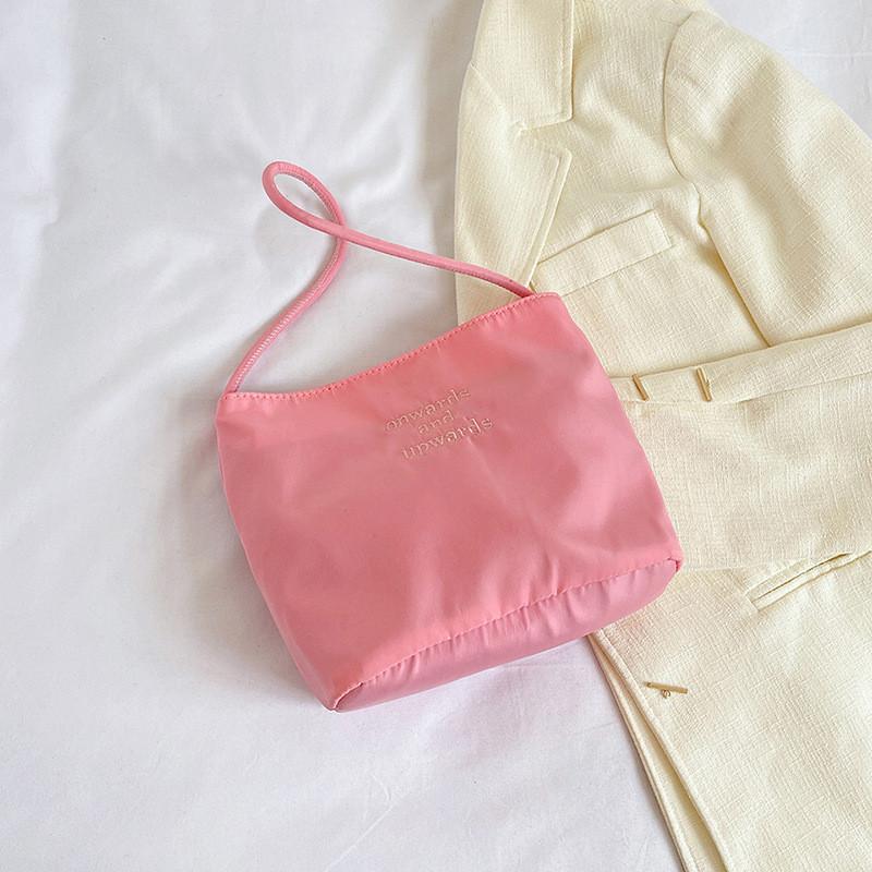 

Chic Nylon Shoulder Bag In Black Blue White And Pink Ideal For Casual Outfits рожевий
