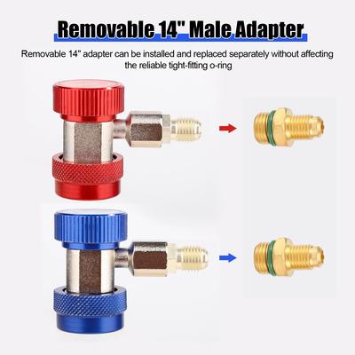 Freon R134A H/L Auto Car Quick Coupler Connector Brass Adapters Air Conditioning Refrigerant Adjustable AC Manifold Gauge