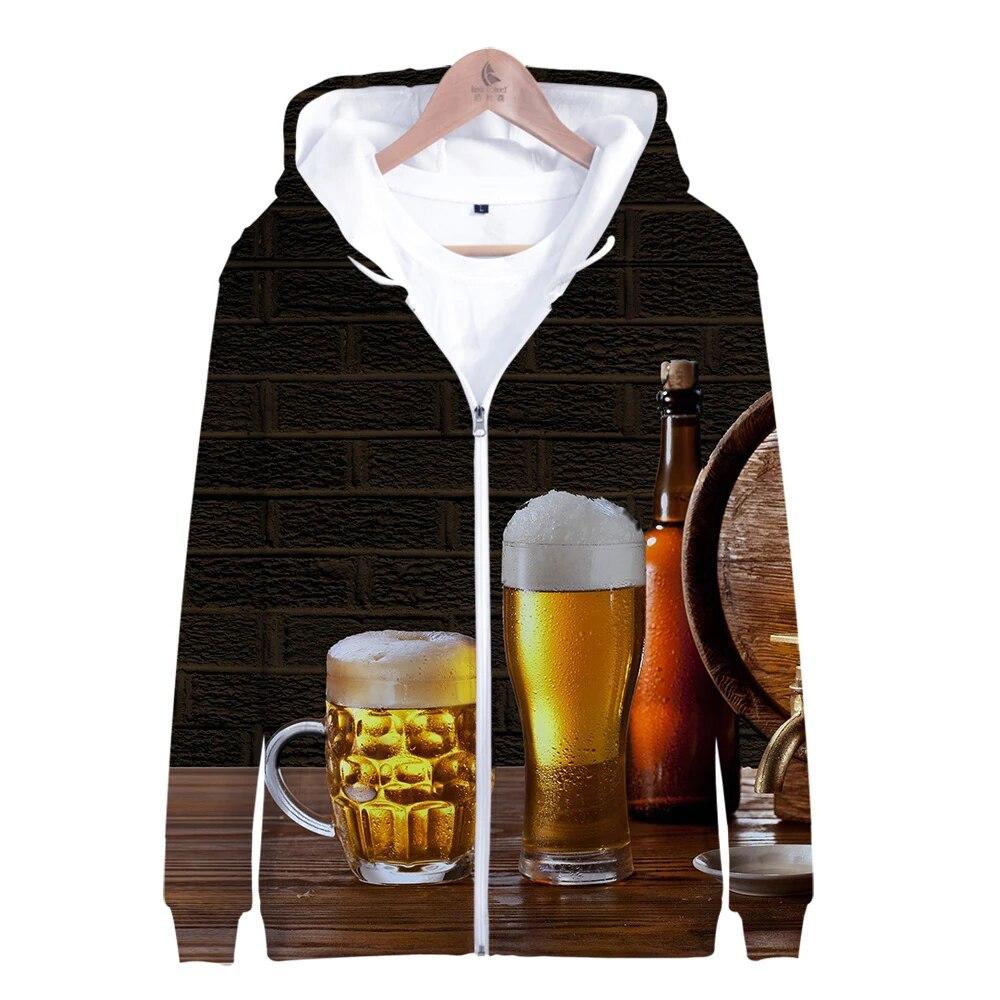 

Гарячий розпродаж День пива 3D Новий одяг Повсякденні толстовки з довгими рукавами на блискавці Повсякденна чоловіча/жіноча мода Класний одяг світшоти Топи 6XL