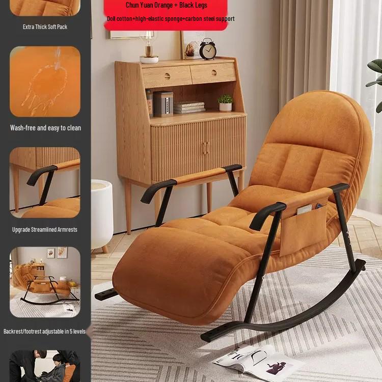 Single Red Recliner: Lazy Sofa Rocking Chair for Adults - Tech Fabric, Home & Balcony Leisure, Convertible To Lounger
