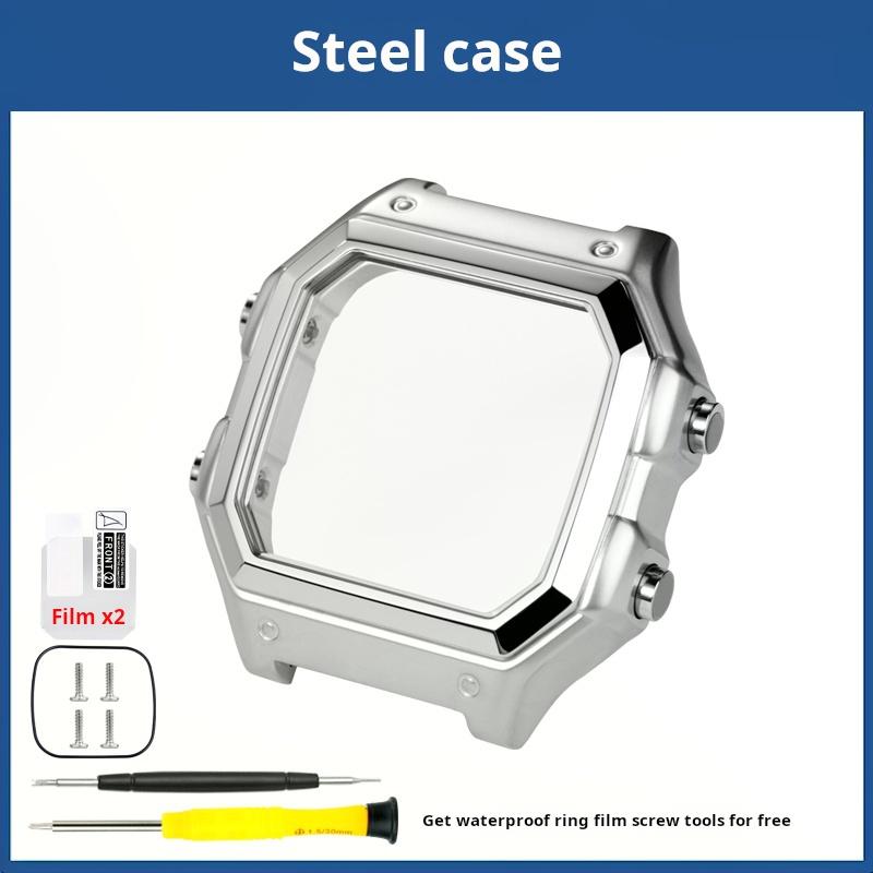 AE1200 Metal Case+strap Mod Kit For Casio Small Block AE-1200 AE-1300 Stainless Steel Strap Black Silver Watch Band Men Bracelet
