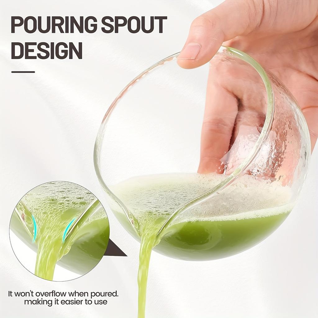Lot de 5 cuillères à matcha, Chasen Chashaku, bol à matcha en verre texturé avec bec verseur - Chawan de cérémonie du thé vert matcha fait main de style japonais