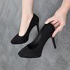 Fashion 2025 NEW Fashion Flock Platform Women Pumps Pointed Toe Sexy Party Shoes Spring Shallow Super High Heels Office Lady Dress Shoes