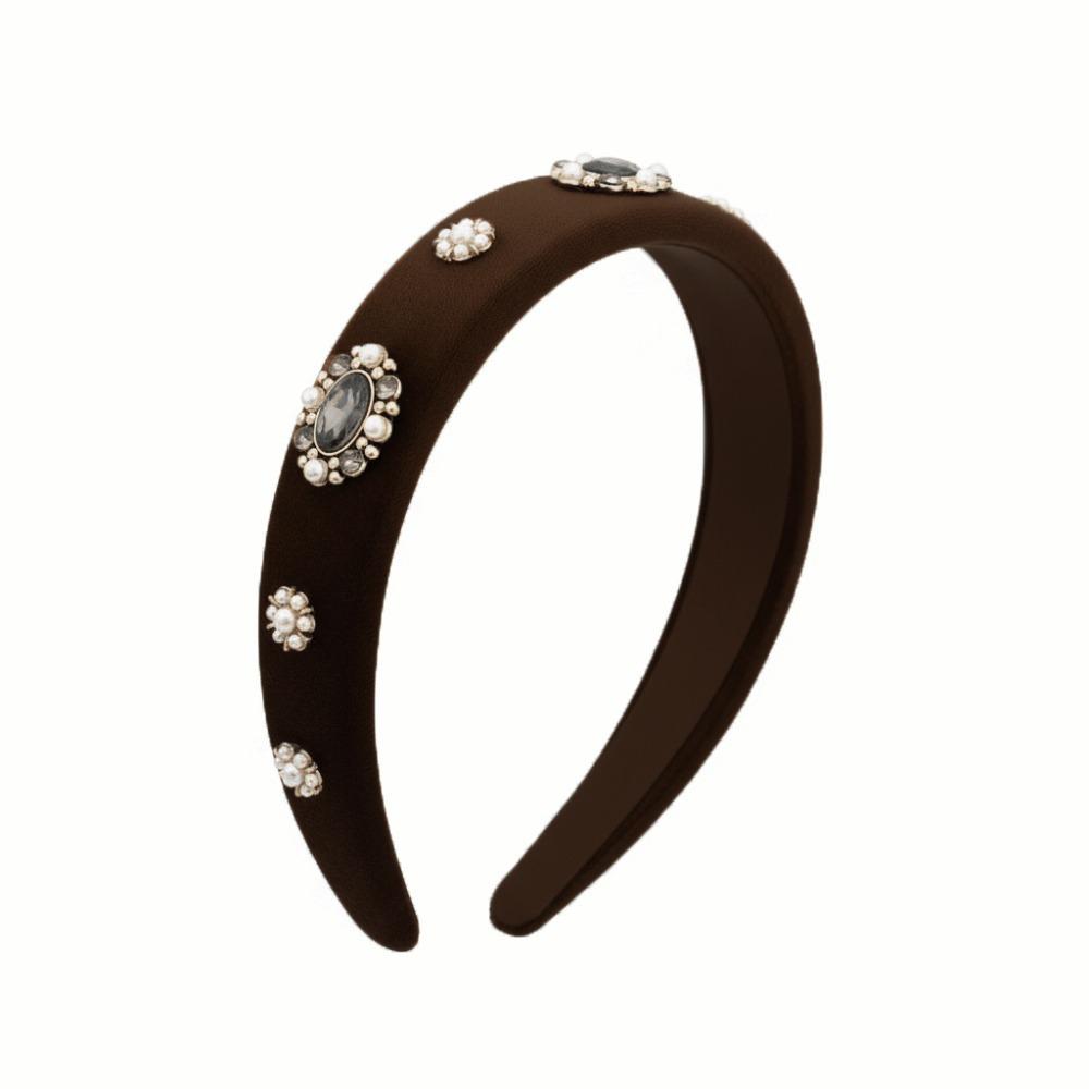Pearl Diamond Velvet Headband Elegant Design Hair Hoops Advanced Rhinestone Headband  Korean Style