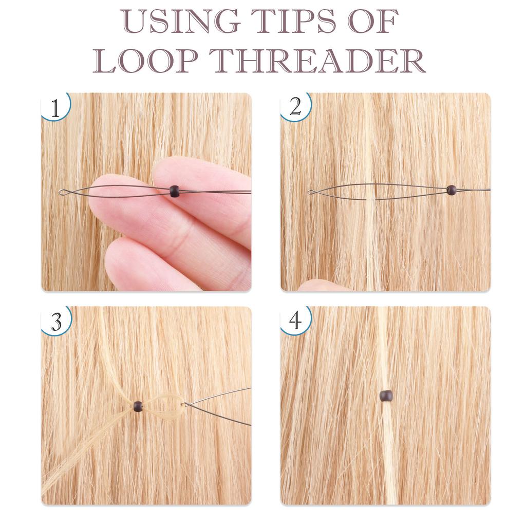 Haarverlängerungs-Werkzeugset Zange & Ziehnadel & Ringnadel & 200 Stück Nano-Silikonringe Ein Set für Frisuren