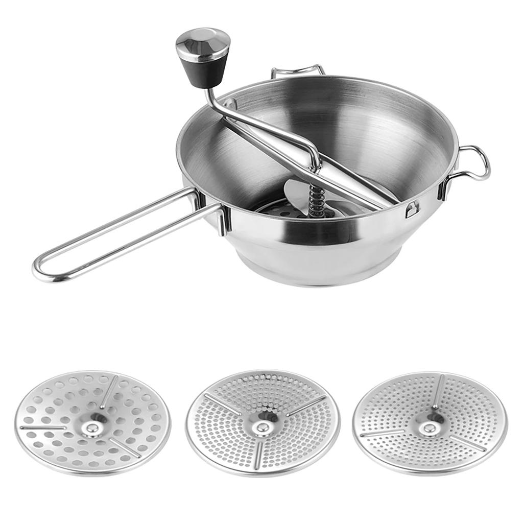3 Perforated Discs Stainless Steel Food Milling Churn The Ultimate Kitchen Restaurant for Mashing Potatoes Fruits Gourmet Tool