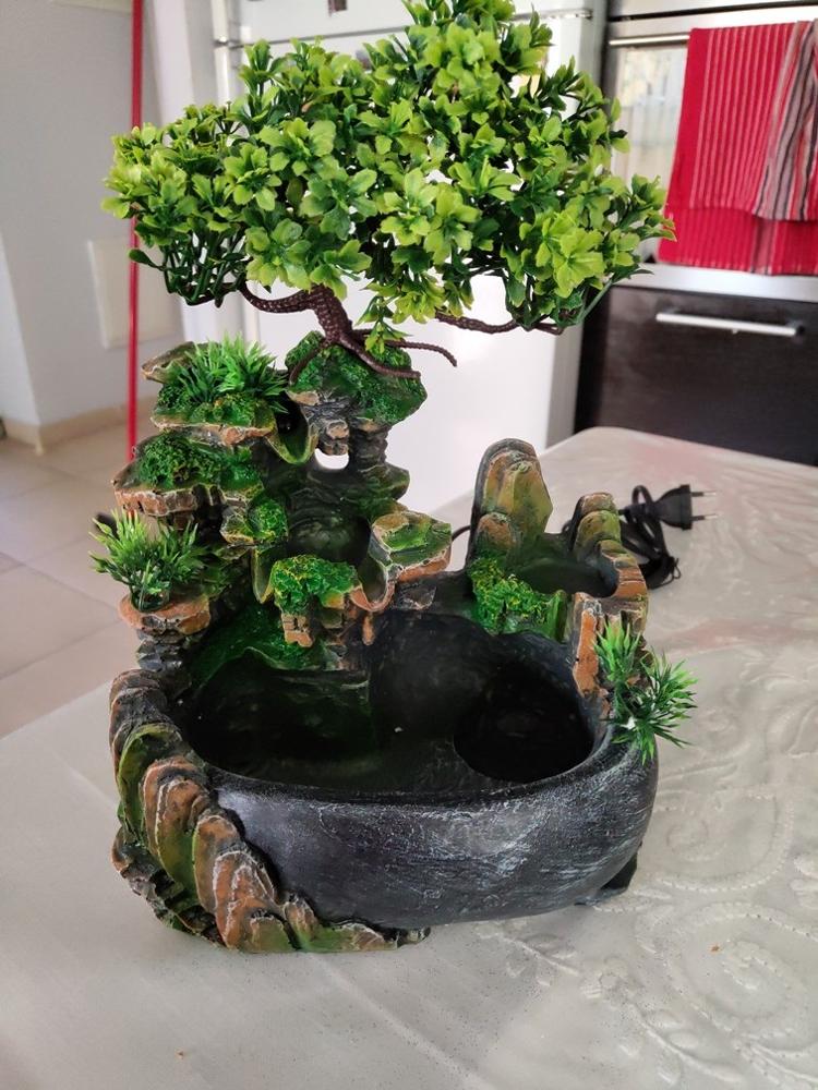 

Настольный фонтан-водопад из смолы с меняющим цвет или без изменения цвета светодиодной подсветкой Дзен Медитация Водопад Домашний Декор US 110V