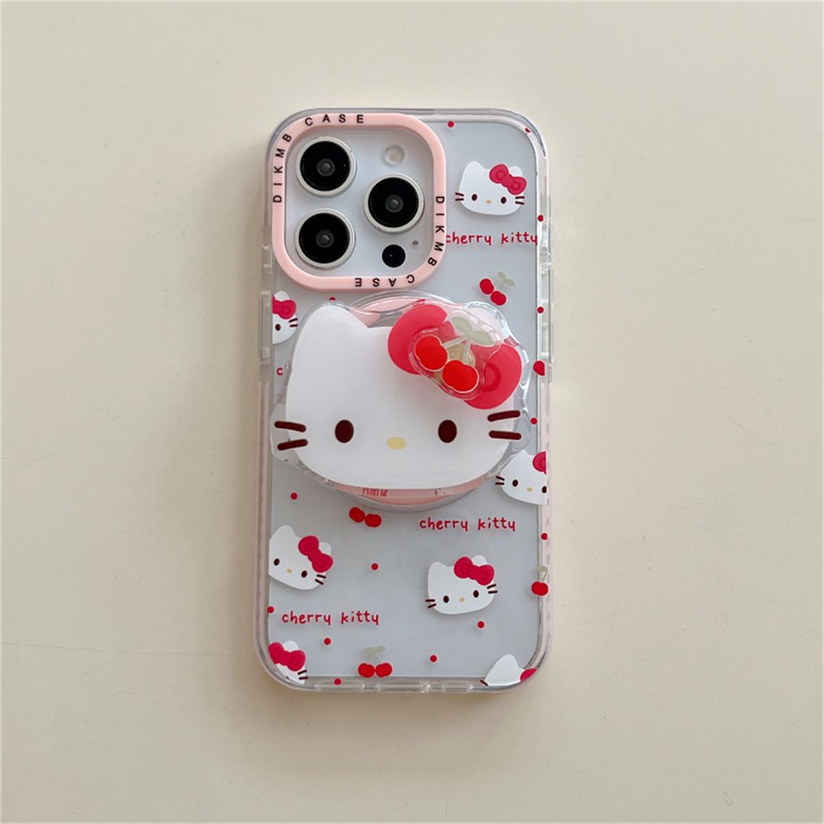

For Magsafe Magnetic Holder Stand Phone Case For iPhone 16 15 14 Pro Max 13 14 Cute Hello Kitty Pink Girl Cases Hard Back Cover For iPhone 15 Pro Max
