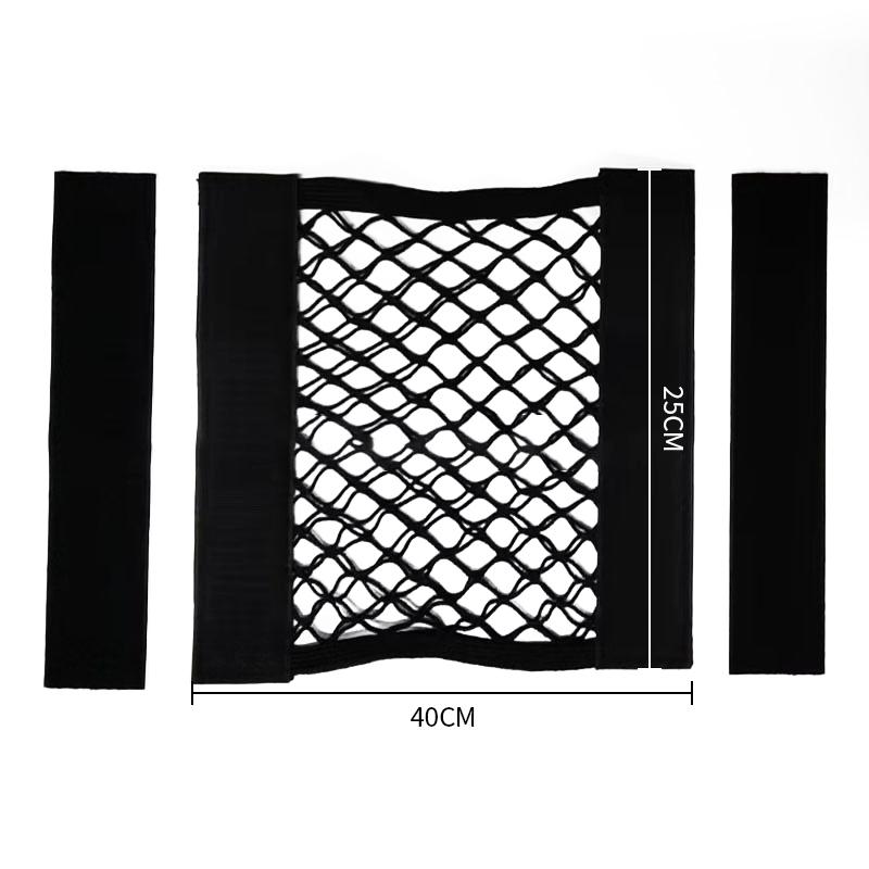 Car Back Rear Trunk Storage Net with Magic Strip Sticker Seat Elastic String Net Mesh Storage Bag Auto Organizer Seat Back Bags