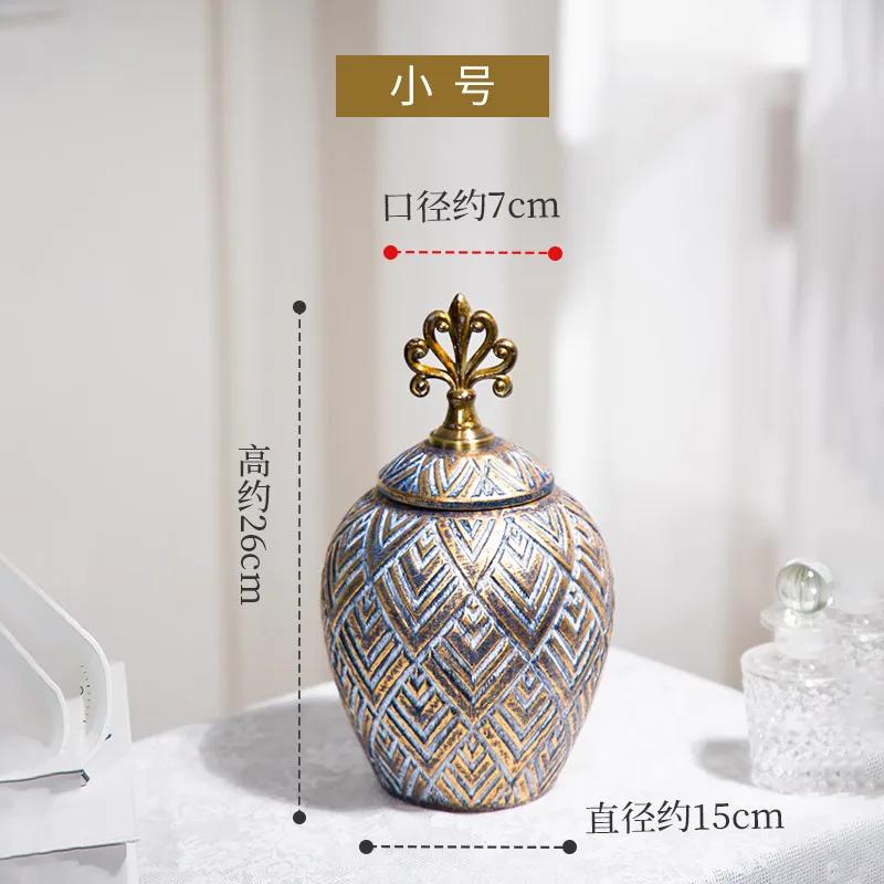 Handmade Metal Lid Storage Jar High Temperature Firing Relief Ceramic Vase Living Room Flower Ornament