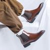 Fashion Pointed Toe Men's Walking Boots Leather Fashion Low Top Shoes Men Luxury Brand Chelsea Male Boots Classic Mens Slip On Shoes