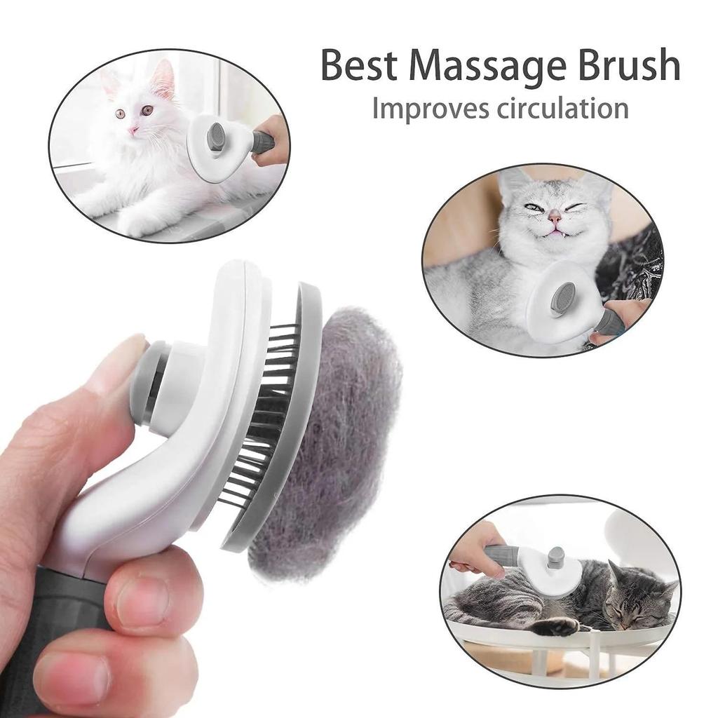 Escova para cães e gatos, pente autolimpante, removedor de pelos de animais de estimação, ferramentas de higiene para cães e gatos, pente para animais de estimação, acessórios para cães