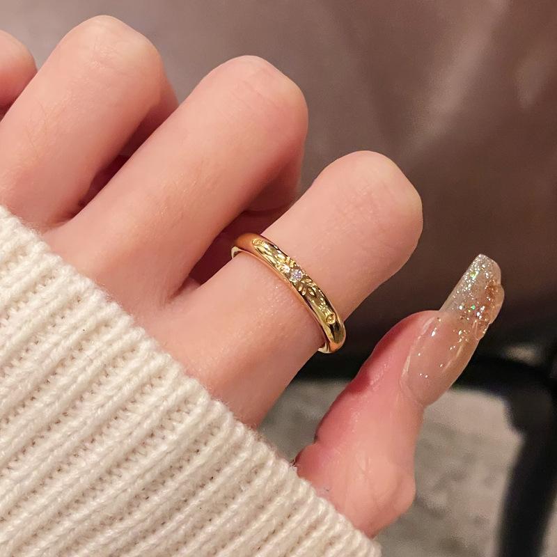 Medieval French Retro High-End Love Open Ring Niche Design Light Luxury Gold Temperament Accessories Women