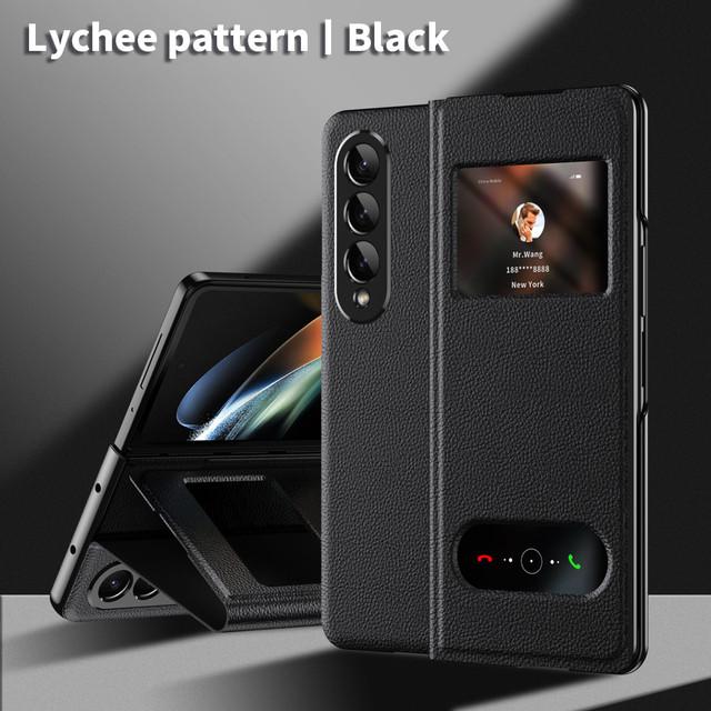 Fall Protection Folding Leather Case For Samsung Galaxy Z Fold4 Fold 4 Fold3 Fold2 Fold 3 2 5g Non -Fingerprint Protective Cover