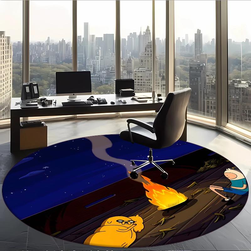 Adventure Time (5) Round Office Rug Decorative Floor Rug for Office Bedroom Living Room and Home Space