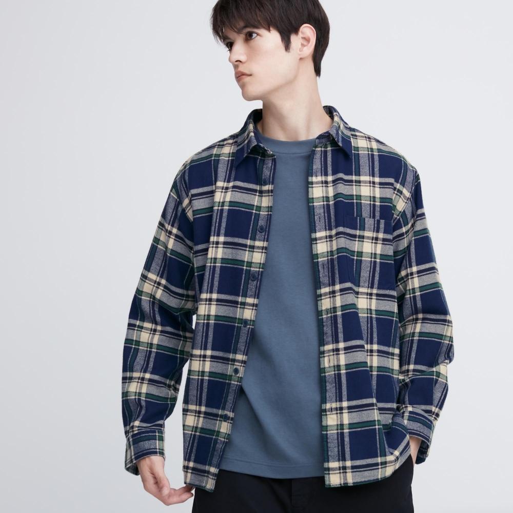 

UNIQLO JAPAN Фланелевая рубашка в клетку с длинными рукавами