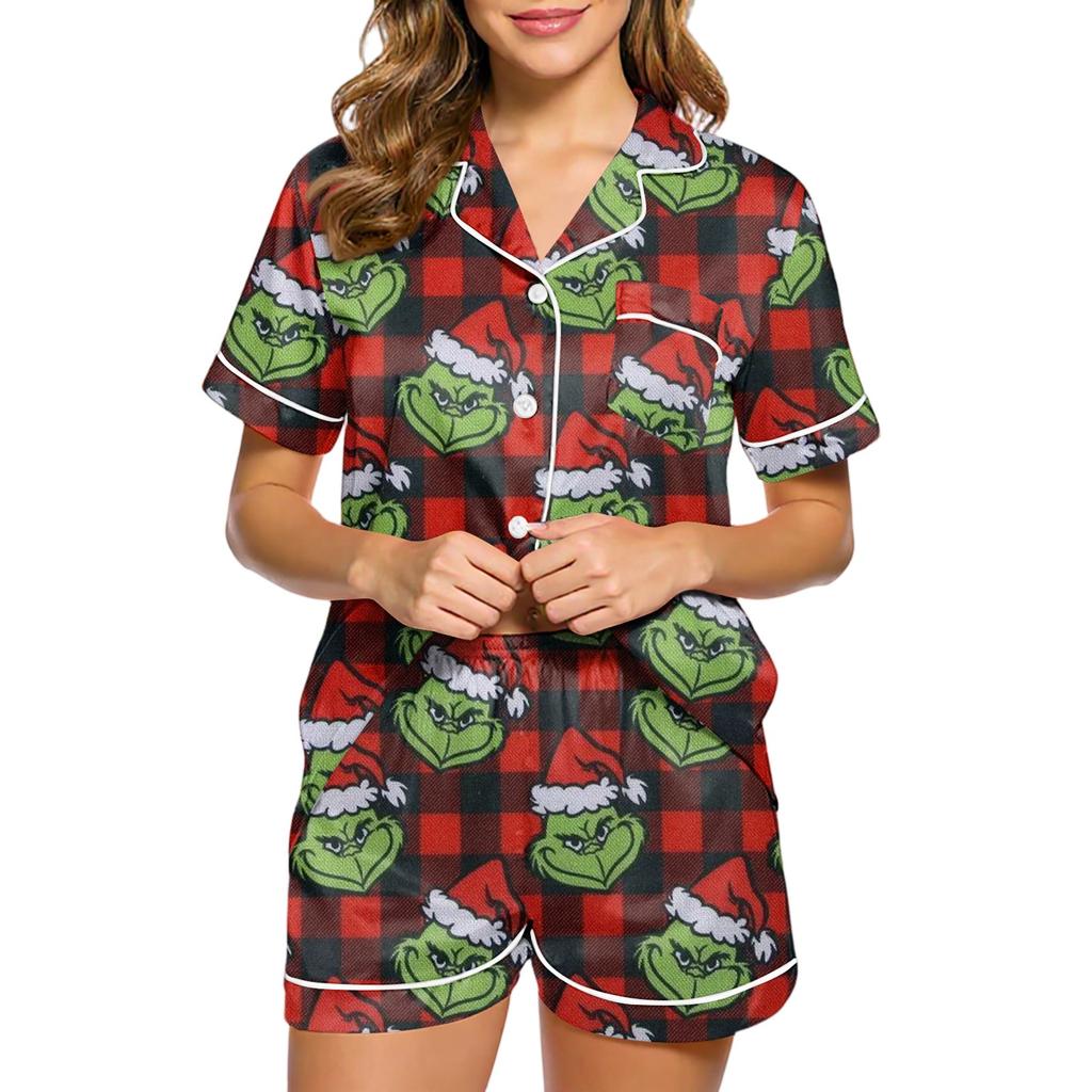 Women's Fashion Home Pajama Set Home Clothes Short Sleeve Pajamas Shorts Two-piece Set