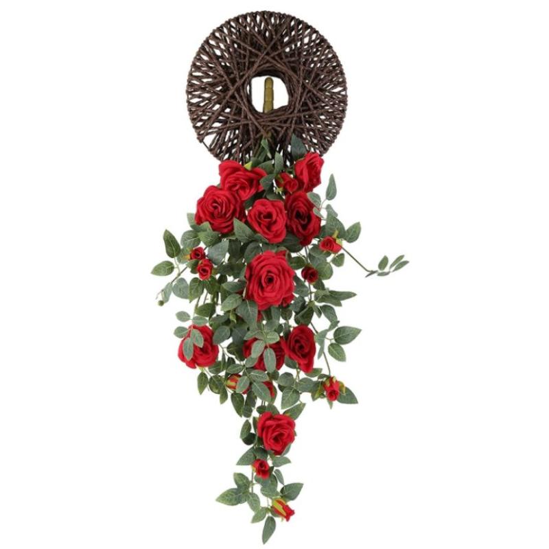 

Искусственная розовая лоза, подвесные искусственные цветы, подвесные растения с подвесным подносом, искусственный цветок, настенный декор, подвесной для домашнего сада, свадебное украшение красный