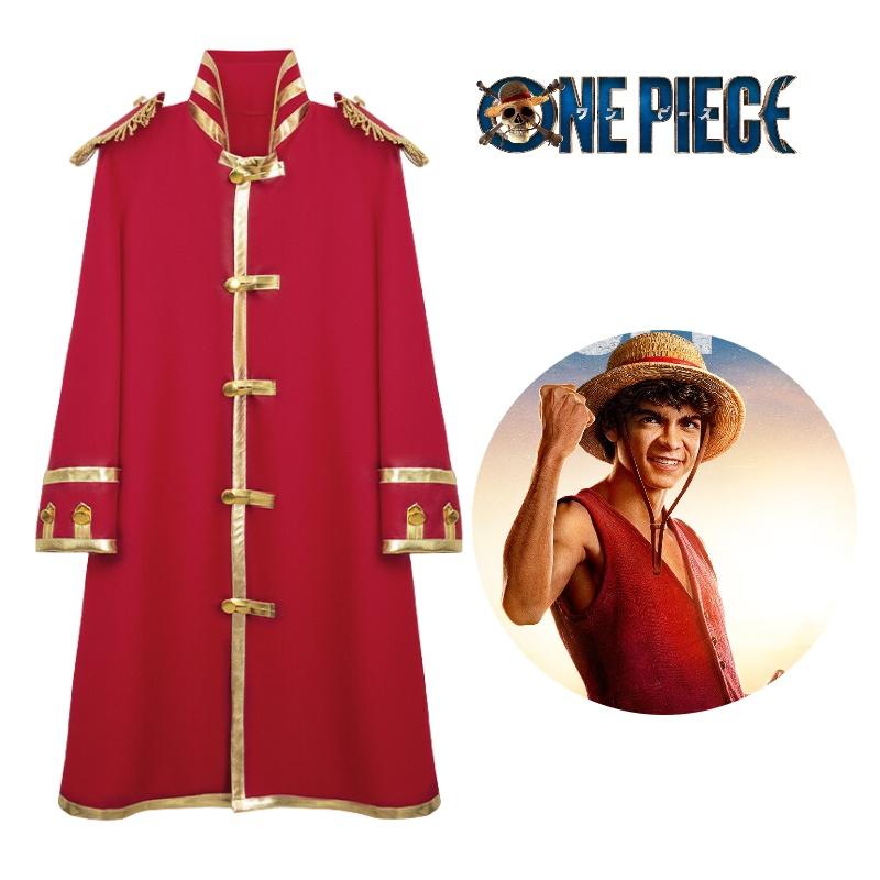 Luffy Piece One Reallife Movie Cosplay Costume Red Cape Halloween Role Playing