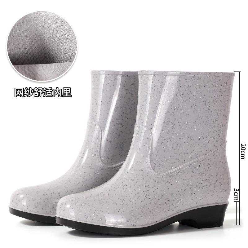 

Women s rain shoes short tube medium tube waterproof water shoes velvet warm rain boots non-slip water boots fashionable outer wear 41