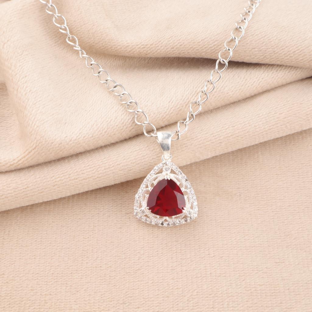 Stříbrné šperky s červeným granátem a zirkonem o kvalitě 925, přívěsek 0,99" k narozeninám CZP-8-7