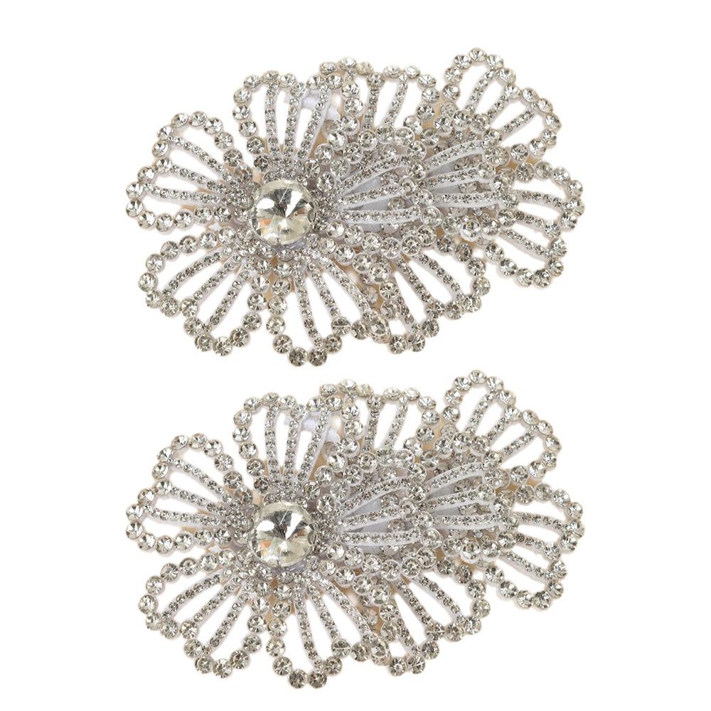1Pairs Sparkling Rhinestone Flower Patches Rose Brooch Fabrics  Headband Accessories Fabrics