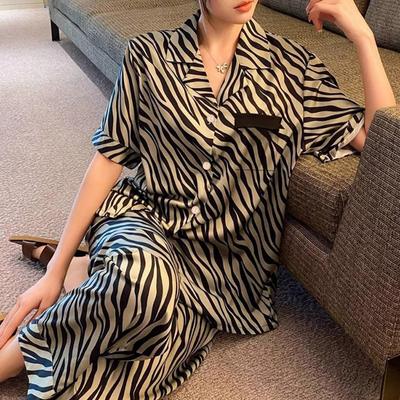 Dámské elegantní pyžamo s potiskem zebry a leoparda, ležérní a trendy domácí oblečení, nová jarní/podzimní domácí souprava