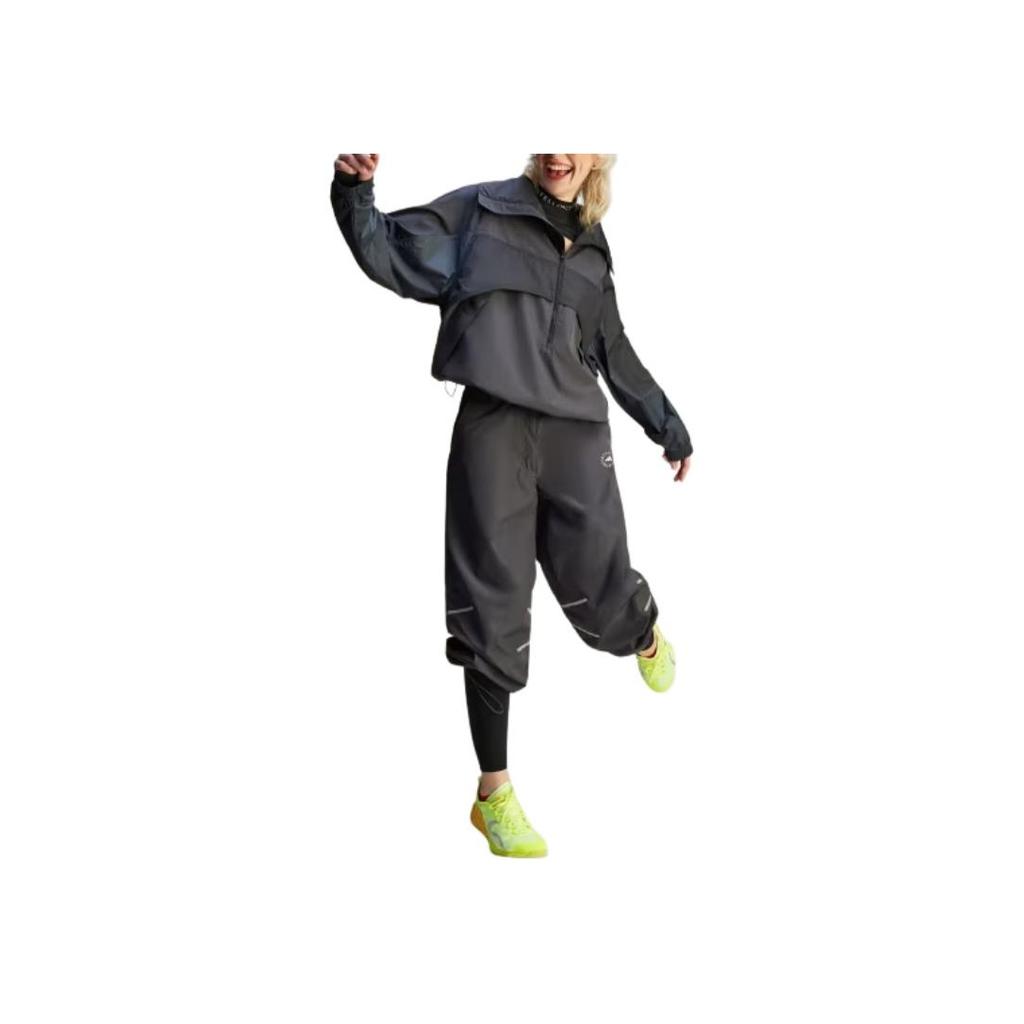 adidas X Stella McCartney Jednokolorowa Kurtka z Luźnym Długim Rękawem i Stójką Zapinana na Pół Zamek Damska kurtki Czarny JG1066