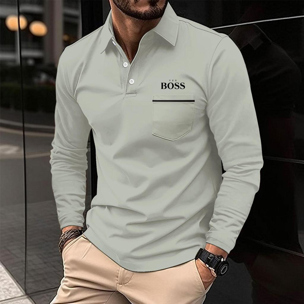 Spring and Autumn Plus Size POLO Shirt Button Pocket Men's Sports Polo Shirt Large Size Polo Shirt