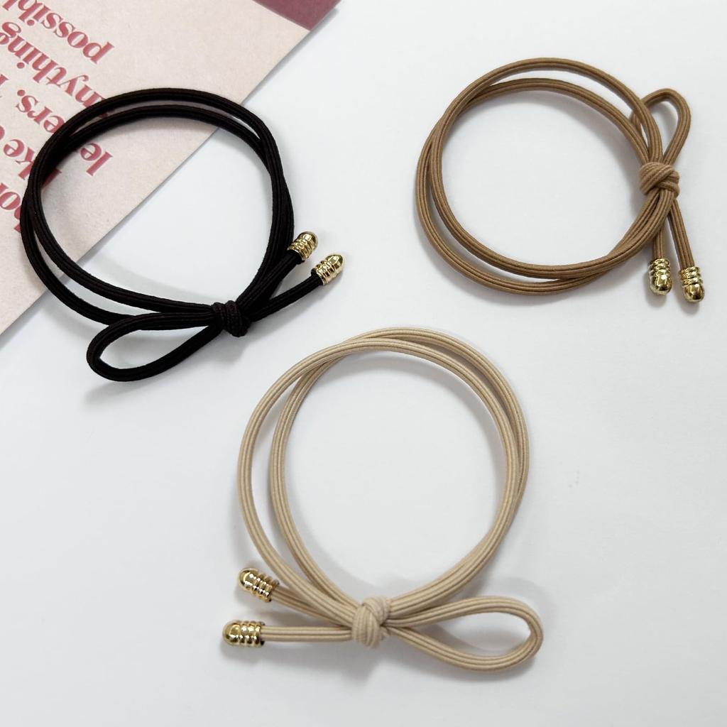 Natunofu Hair Stylish Hair Ties for Adults with Metal Hair Ties with Cute Korean Solid Elegant Set of 6 Buns Ties, Ribbons, Fittings, Non-Stain