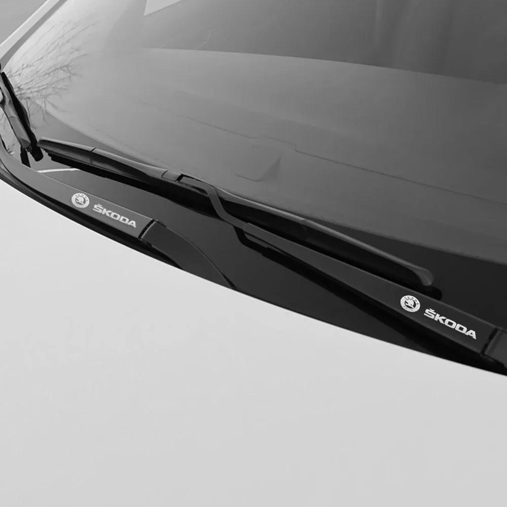 CAPR9 Metal Emblem Auto Decor Decals Reflective Car Window Wiper Stickers For SKODA Fabia Octavia Kodiaq Superb Karoq Octavia