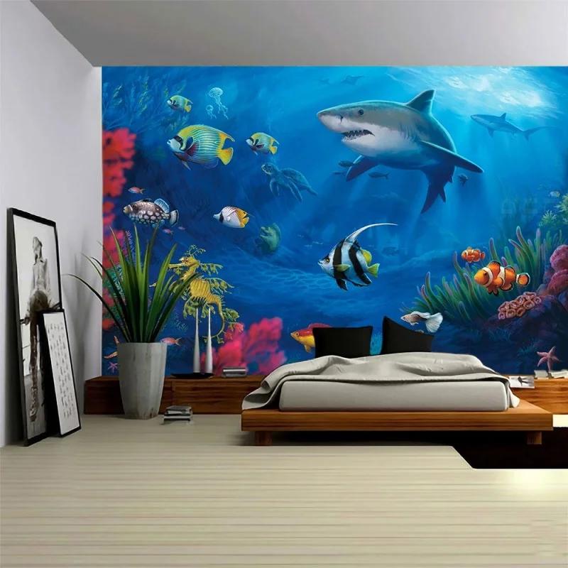 Ocean Art Tapestry Dream Sea World Wall Hanging Bedroom Decor Psychedelic    Curtain Background Room