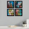 Art Paper Quotes Birds Framed Painting/Posters for Room Decoration, Set of 4 Black Frame Paper Art /Posters for Living Room (4 Unit, 9 X 9 Inches)