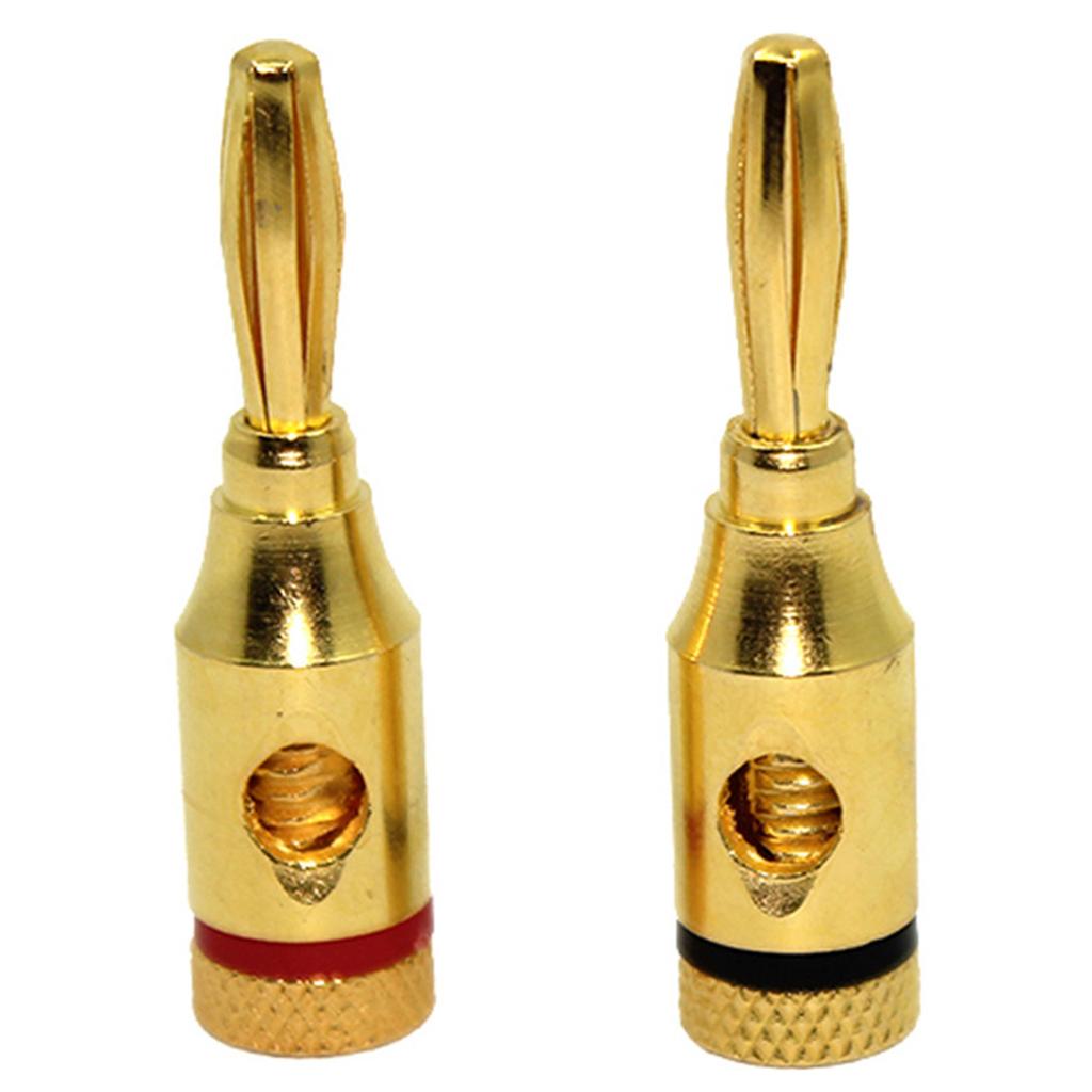 10 Pieces Speaker Banana Plugs Open Screw Type Home Theater Audio Jack Connector 24K Gold Plated Plugs Easy to Use