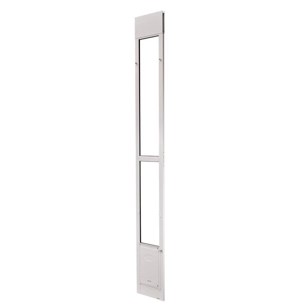 Dog Door for Sliding Glass Door, 2311-2439 mm Adjustable Height, Aluminum Alloy Frame with Metal Rotating Hinges, Lock Design, 209.6 x 311.2 mm Flap,