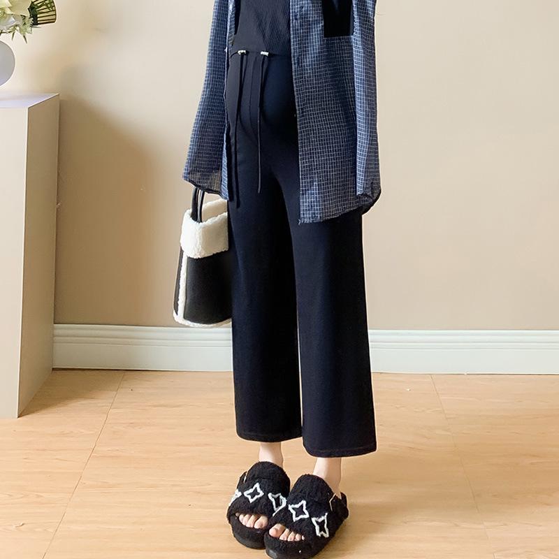 2026 Adjustable Elastic Drawstring Maternity Pants, Summer Knit, Petite Eight-Point, Postpartum Wear 2XL